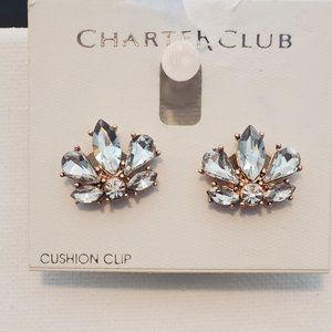 ROSE TONE CRYSTAL CLIP ON EARRINGS